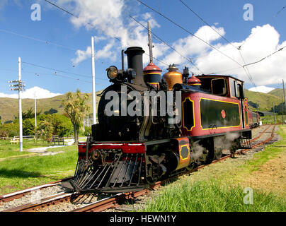 Ferrymead Heritage Park Dampf Lok W192 wurde 1889 die Neuseeland Regierung Railways (NZR) in ihren Werkstätten Addington, hier in Christchurch gebaut. Es war die erste Lokomotive, die in den Werkstätten der NZR gebaut werden.  Gab es nur zwei "W" Loks gebaut (das Design für die späteren "Wa" Klasse geändert wird), und ist lose Gedanken zu einer Seite Tankversion des früheren J Lokomotiven der Baureihe zarten macht sie besser geeignet für stark abgestuften Streckenabschnitte. Stockfoto