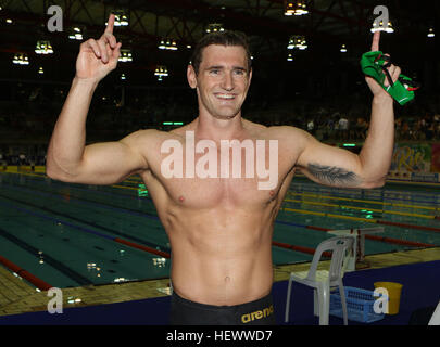 DURBAN, Südafrika, 12. April 2016 - Cameron Van Der Burgh im Jahr 2016 aquatische LANDESMEISTERSCHAFTEN SA 10-16 APRIL im Kings Park Swimming Pool im Stockfoto