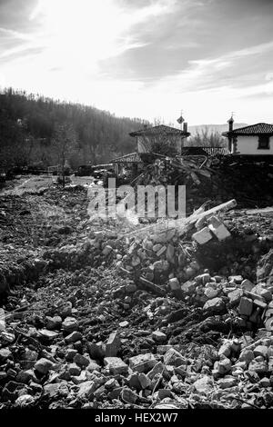 24. august 2016, Reportage in den Ländern betroffen durch das Erdbeben von 2016 in Italien, die Gemeinde Amatrice, in der Region Latium Stockfoto