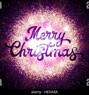 Weihnachtskarte mit Schriftzug, glitzernde Elemente Stock Vektor