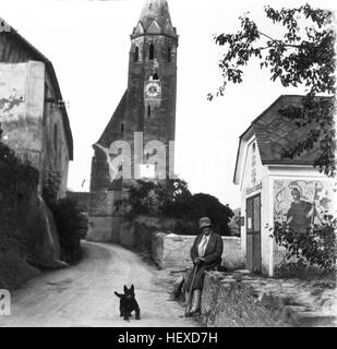 Wehrkirche St. Sigismund, Schwallenbach bei Spitz an der Donau, Wachau, Waldviertel, Niederösterreich, Österreich 1930 Stockfoto