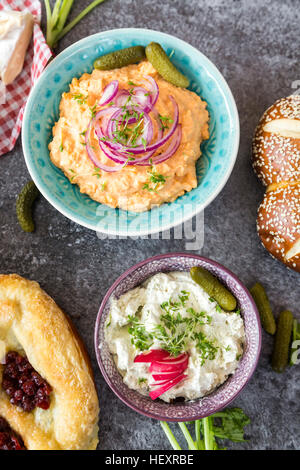 Vegetarisches bayerischen Buffet Stockfoto