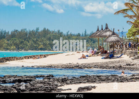 Strand von Blue Bay, Mauritius Stockfoto