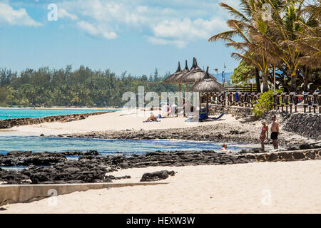 Strand von Blue Bay, Mauritius Stockfoto