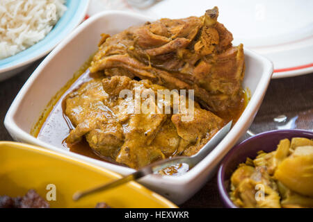 Hühnchen-Curry, Palais de Barbizon Restaurant, Chamarel, Mauritius Stockfoto