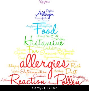 Allergien-Wortwolke auf weißem Hintergrund. Stock Vektor