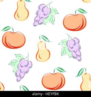 nahtloses Muster mit Früchten in der hand gezeichnet Stil - Vektor-illustration Stock Vektor
