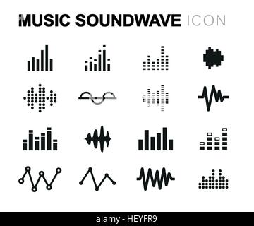 Vektor-Linie Musik Soundwave Icons set auf weißem Hintergrund Stock Vektor