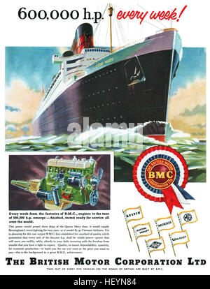 1956 britische Werbung für die British Motor Corporation Stockfoto