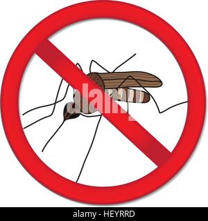 Rotes Schild verbieten Mücke. Moskito Insekten zu stoppen. Vektor-illustration Stock Vektor