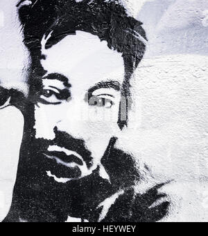 Schablone Graffito zeigt französische Komponist und Sänger Serge gainsbourg Stockfoto