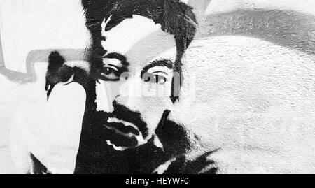 Schablone Graffito zeigt französische Komponist und Sänger Serge gainsbourg Stockfoto