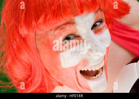 Weibliche Fußball-Anhänger, Schweiz fan Stockfoto