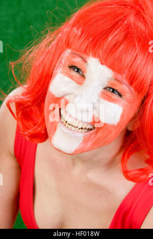 Weibliche Fußball-Anhänger, Schweiz fan Stockfoto