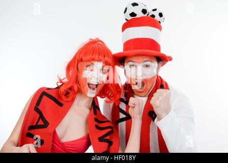 Österreichischen und schweizerischen Fußball-Fans, Fußball-Fans, EURO 2008 Stockfoto