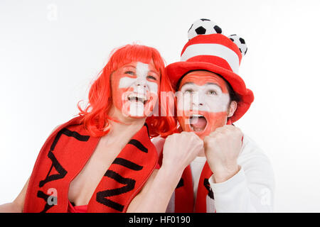 Österreichischen und schweizerischen Fußball-Fans, Fußball-Fans, EURO 2008 Stockfoto