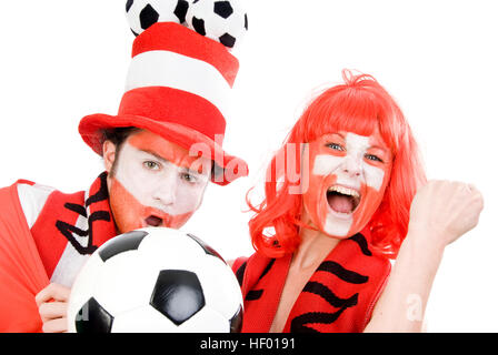 Österreichischen und schweizerischen Fußball-Fans, Fußball-Fans, EURO 2008 Stockfoto