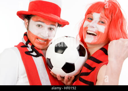 Österreichischen und schweizerischen Fußball-Fans, Fußball-Fans, EURO 2008 Stockfoto