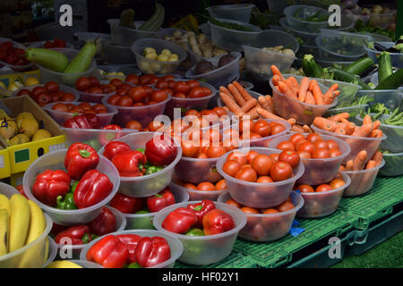 Obst und Gemüse auf dem Markt von Birmingham, Vereinigtes Königreich Stockfoto