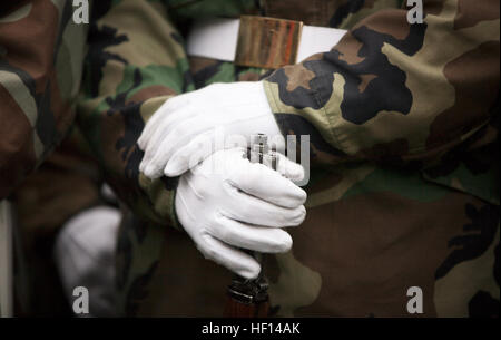 Ein Bravo Firma Marine hört auf Anweisung während des Trainings für die 57. konstituierenden Parade an Marine Barracks Washington 18. Januar 2013. Jahrhundertelang haben Marines und andere Service-Mitglieder der konstituierenden Ereignisse unterstützt. In diesem Jahr werden mehr als 180 Marines aus Marine Barracks Washington marschieren in der konstituierenden Parade hinter The President Own Band. (Foto: U.S. Marine Corps Staff Sgt Mark Fayloga) Marines Proben für Presidential Inauguration 130117-M-YO938-847 Stockfoto