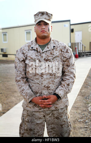 Marine Corps CPL. Mark Daoud ist der Assistent Facilities Manager für das gemeinsame Task Force Directorate of Logistics Gehäuse Team beim US Naval Station Guantanamo Bay auf Kuba. Daoud, ein Twin Lakes, Wisconsin. Native, arbeitet mit dem Gehäuse Personal Gehäuse Essentials mehr als 1.700 Joint Task Force Guantanamo Bay Personal anzubieten. (Armee Nationalgarde Foto von Sgt. Cassandra Monroe/120. Public Affairs Abteilung/JTF-GTMO Public Affairs) Marine Corpsman unterstützt mit Gehäuse Bemühungen bei GTMO 130701-Z-FT114-006 Stockfoto