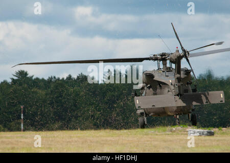 UH - 60M Black Hawks aus 3-238th General Support Aviation Battalion von Grand Ledge, Michigan, auf Äschen Flugplatz, Äsche, Michigan, 3. August 2013 landen. Die 3-238th beteiligt sich Übung Northern Strike 2013, eine gemeinsame multinationale kombinierte Waffen training Übung in Michigan durchgeführt. (U.S. Air National Guard Foto von Master Sergeant Scott Thompson/freigegeben) Ein US-Armee UH - 60M Black Hawk-Hubschrauber, das 3. Bataillon, 238. Aviation Regiment landen auf Äschen Flugplatz in Grayling, Michigan, 3. August 2013, während Northern Strike 130803-Z-GS745-067 zugewiesen Stockfoto