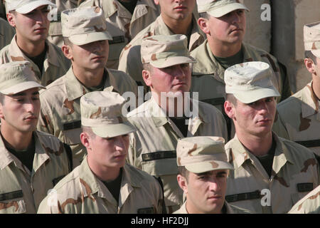 Soldaten der aserbaidschanischen militärischen stehen stramm im Rahmen einer Feierstunde in Anerkennung ihres Beitrags zur Operation Iraqi Freedom im Camp Ripper, Al Asad, Iraq, 3. Dezember 2008. Die aserbaidschanischen Kräfte zur Verfügung gestellt Sicherheit am Haditha Dam seit August 2003.  (Foto: U.S. Marine Corps Staff Sgt Chad L. Simon/freigegeben) Aserbaidschanische Soldaten im Irak 28 Stockfoto