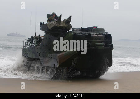 US-Marines mit 4. Platoon, Company C, 3. Assault Amphibian Bataillon, 1. Marineabteilung, drop-off Marines besonderen Zweck Marine Air-Ground Task Force 24 und Militärangehörige aus 10 verschiedenen Nationen an einem Strand in Ancón, Peru, am 7. Juli beigemessen. Das Gerät ist Dock Transportschiff USS New Orleans zur Unterstützung Betrieb Partnerschaft der Amerika/Süd Börse, eine kombinierte amphibische Übung zur Verstärkung der kooperativer Partnerschaften mit maritimen Kräfte aus Argentinien, Mexiko, Peru, Brasilien, Uruguay und Kolumbien in Angriff genommen. Partnerschaft von der Amerika-Süd Austausch 201 Stockfoto