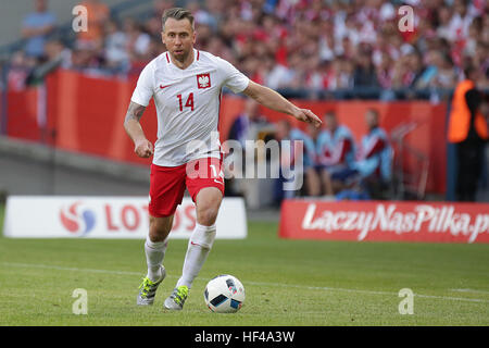 Krakau, Polen - 6. Juni 2016: Inernational freundlich Fußball Spiel Polen - Litauen o/p Jakub Wawrzyniak Stockfoto