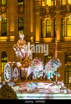 Cibeles Statue Madrid Brunnen in Paseo de Castellana, Spanien. Stockfoto