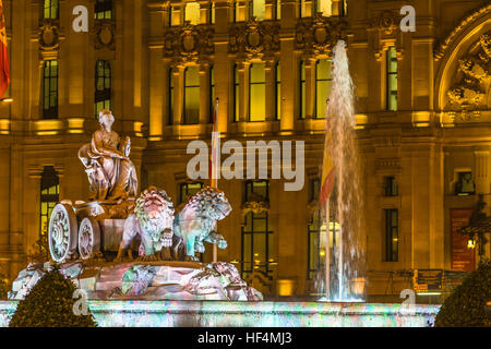 Cibeles Statue Madrid Brunnen in Paseo de Castellana, Spanien. Stockfoto