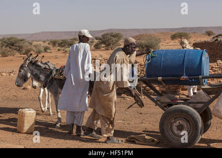 Sammeln von Wasser aus einem Brunnen, Naqa, Sudan Stockfoto