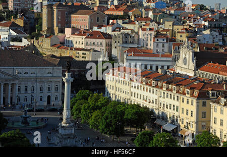 Praca Rossio Platz, Don Pedro IV Quadrat, National Theater Dona Maria II, Igreja de São Domingos, Kirche Baixa, Lissabon, Portugal Stockfoto