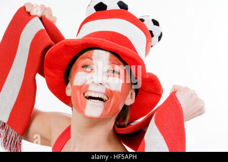 Weibliche Fußball-Anhänger, Euro 2008, veranstaltet von Österreich und der Schweiz Stockfoto