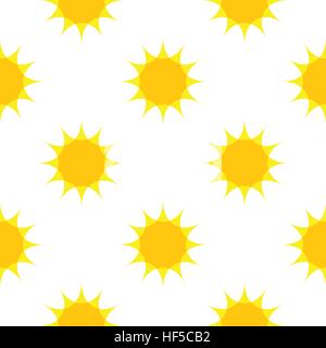 Nahtlose Muster mit Sonne auf weißem Hintergrund Stock Vektor