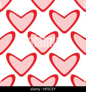 Nahtlose Muster mit großem Herz auf weißem Hintergrund. Stock Vektor