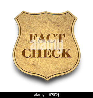 Tatsache-Check-Plakette Isolated on White Background. Stockfoto