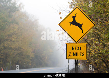 Wildwechsel Autobahn unterzeichnen am Highway 4 in Washington County, New York. Stockfoto