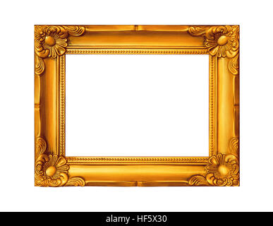 schöne vergoldete Holzrahmen isoliert auf weißem Hintergrund Stockfoto