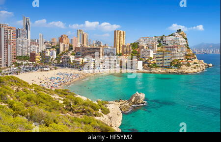 Skyline von Benidorm - beliebter Urlaubsort, Spanien Stockfoto