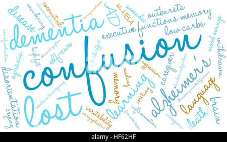 Verwirrung Wortwolke auf weißem Hintergrund. Stock Vektor