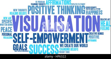 Visualisierung-Wortwolke auf weißem Hintergrund. Stock Vektor