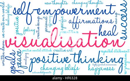 Visualisierung-Wortwolke auf weißem Hintergrund. Stock Vektor