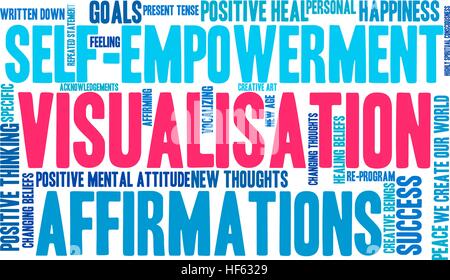 Visualisierung-Wortwolke auf weißem Hintergrund. Stock Vektor