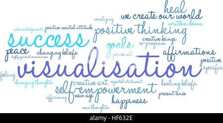 Visualisierung-Wortwolke auf weißem Hintergrund. Stock Vektor