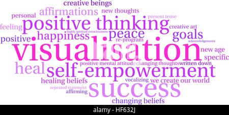 Visualisierung-Wortwolke auf weißem Hintergrund. Stock Vektor