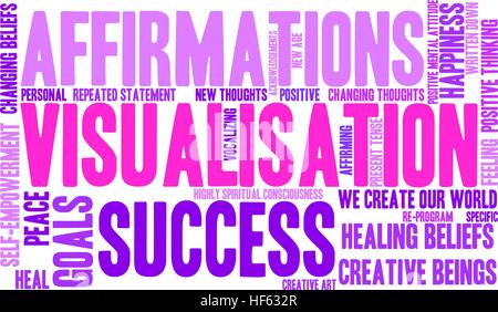 Visualisierung-Wortwolke auf weißem Hintergrund. Stock Vektor