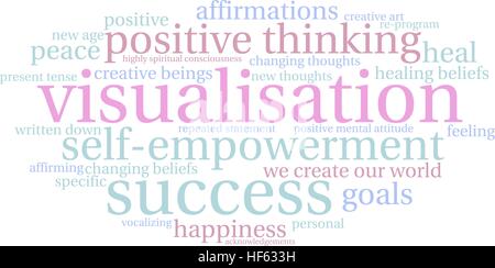 Visualisierung-Wortwolke auf weißem Hintergrund. Stock Vektor