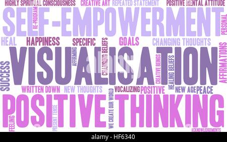 Visualisierung-Wortwolke auf weißem Hintergrund. Stock Vektor