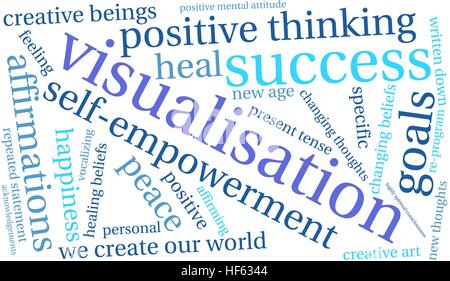 Visualisierung-Wortwolke auf weißem Hintergrund. Stock Vektor